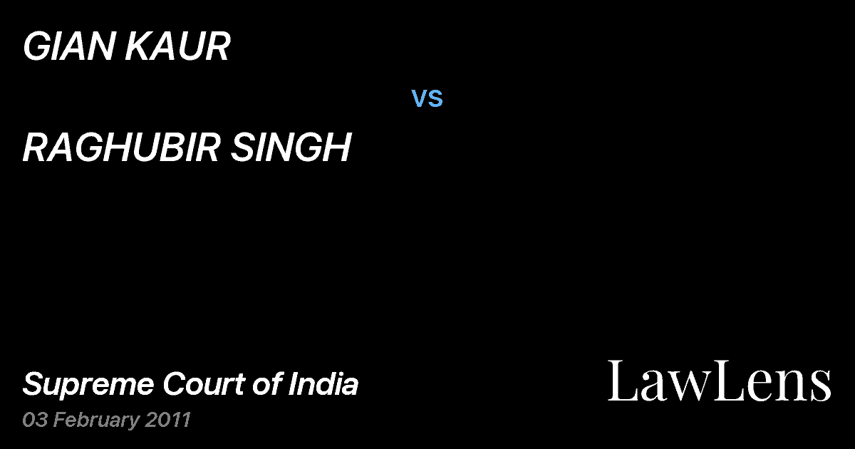 Preview image for GIAN KAUR vs. RAGHUBIR SINGH