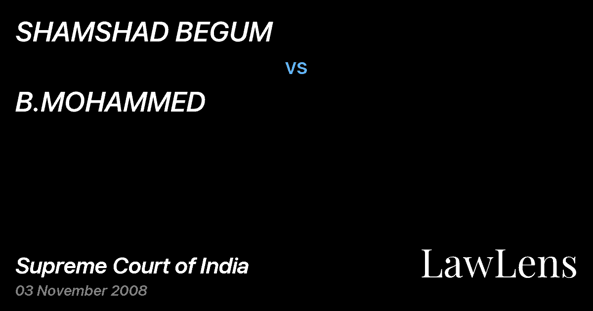 Preview image for SHAMSHAD BEGUM vs. B.MOHAMMED