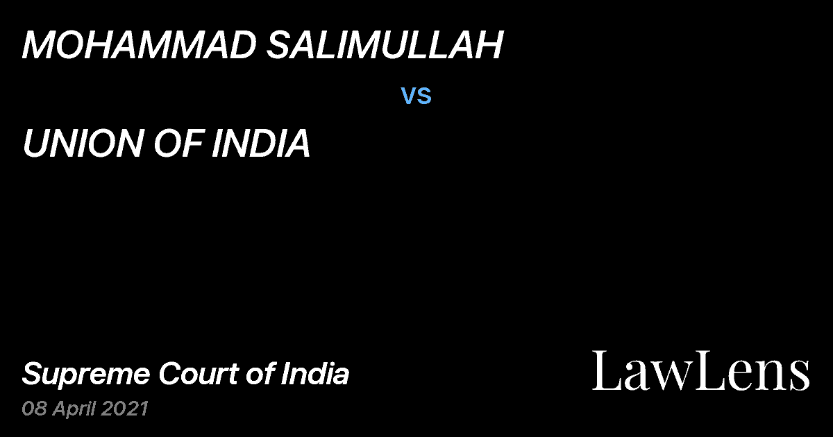 Preview image for MOHAMMAD SALIMULLAH vs. UNION OF INDIA