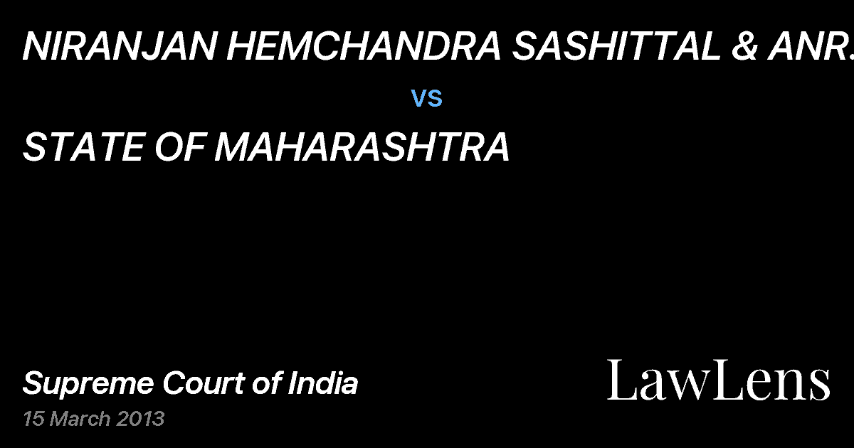 Preview image for NIRANJAN HEMCHANDRA SASHITTAL & ANR. vs. STATE OF MAHARASHTRA