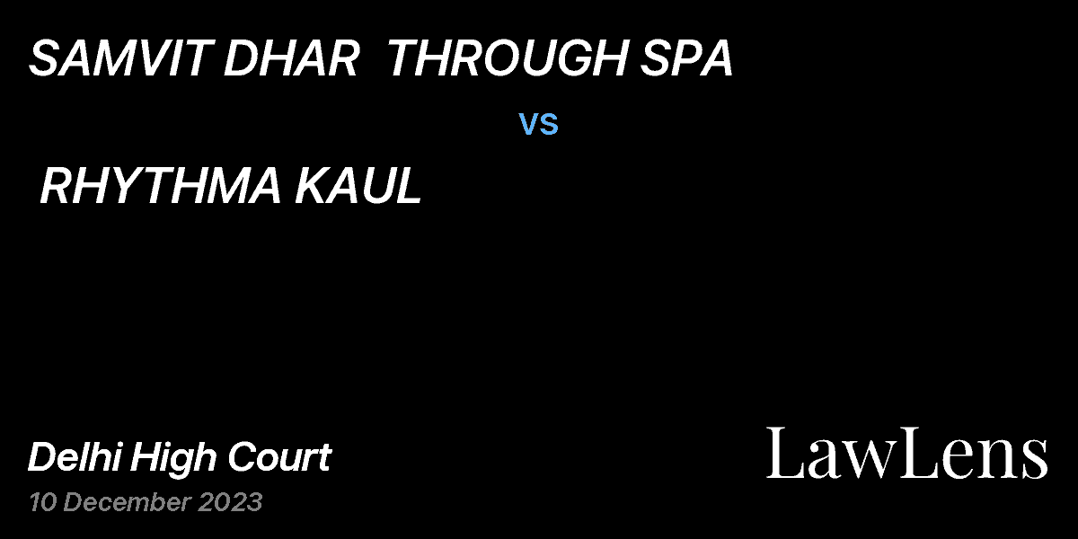 Preview image for SAMVIT DHAR  THROUGH SPA  vs.  RHYTHMA KAUL