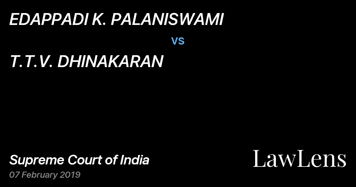 Preview image for EDAPPADI K. PALANISWAMI vs. T.T.V. DHINAKARAN
