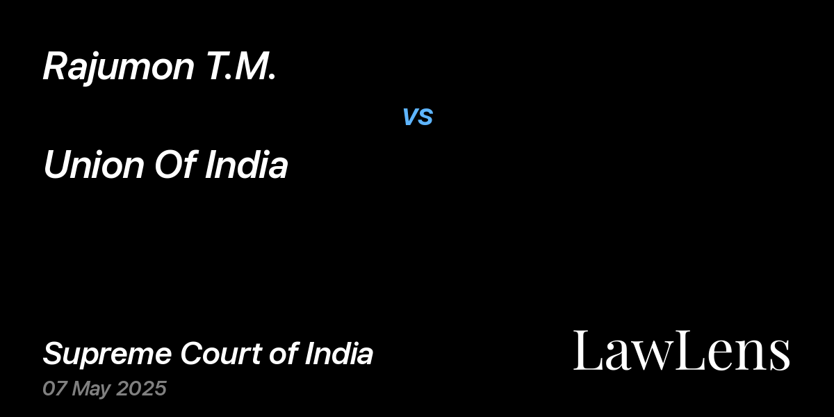Preview image for Rajumon T.M. vs. Union Of India