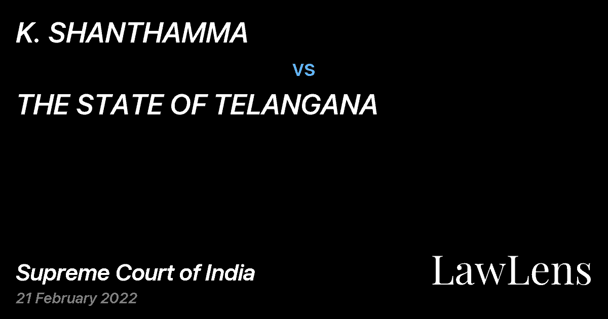 Preview image for K. SHANTHAMMA vs. THE STATE OF TELANGANA