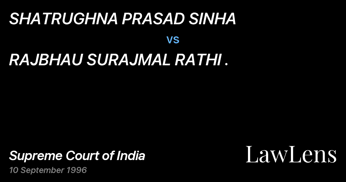 Preview image for SHATRUGHNA PRASAD SINHA vs. RAJBHAU SURAJMAL RATHI .