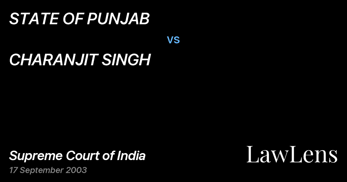 Preview image for STATE OF PUNJAB vs. CHARANJIT SINGH