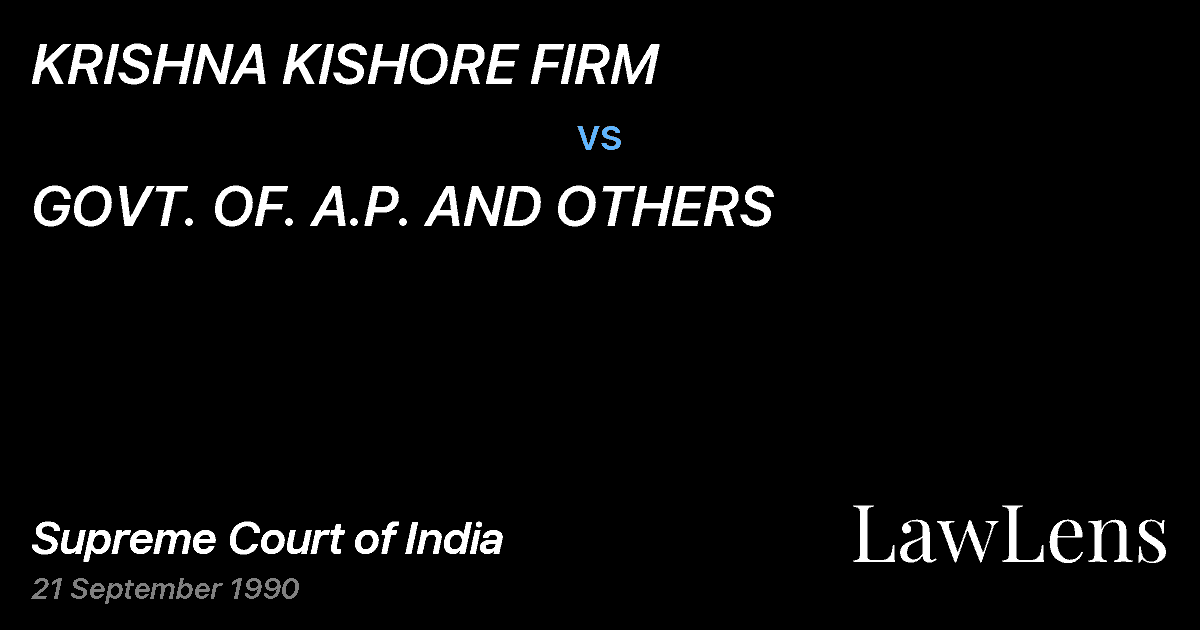 Preview image for KRISHNA KISHORE FIRM vs. GOVT. OF. A.P. AND OTHERS
