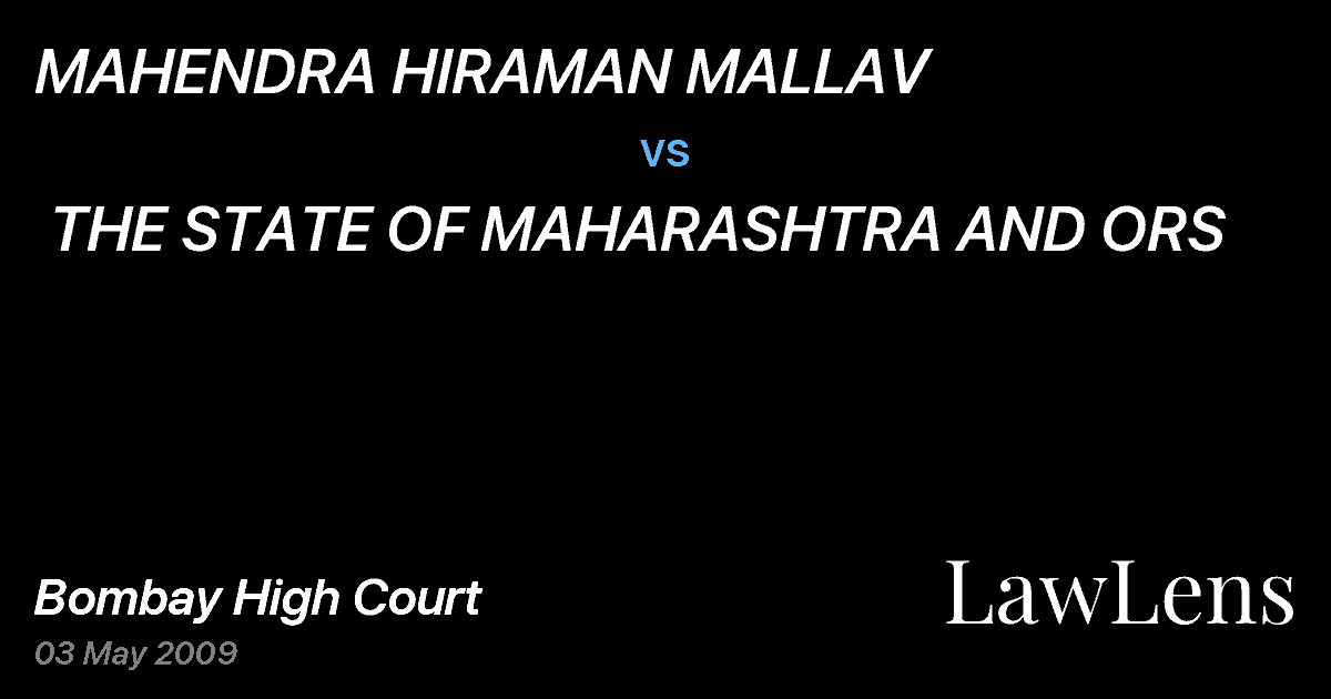 Preview image for MAHENDRA HIRAMAN MALLAV vs. THE STATE OF MAHARASHTRA AND ORS