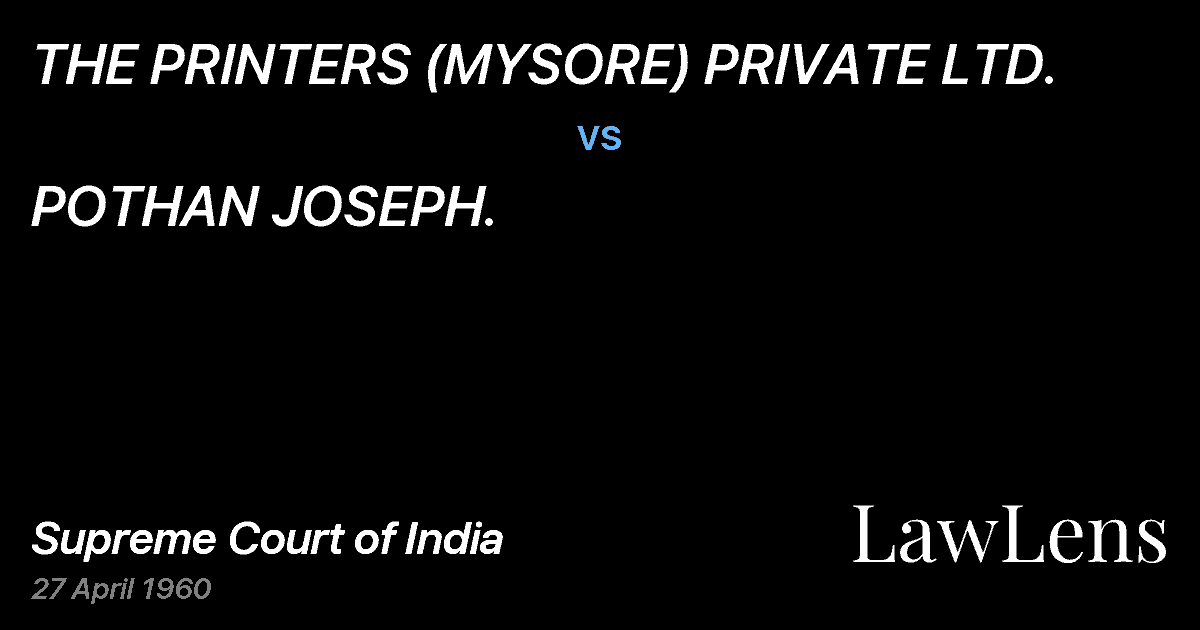 Preview image for THE PRINTERS (MYSORE) PRIVATE LTD. vs. POTHAN JOSEPH.