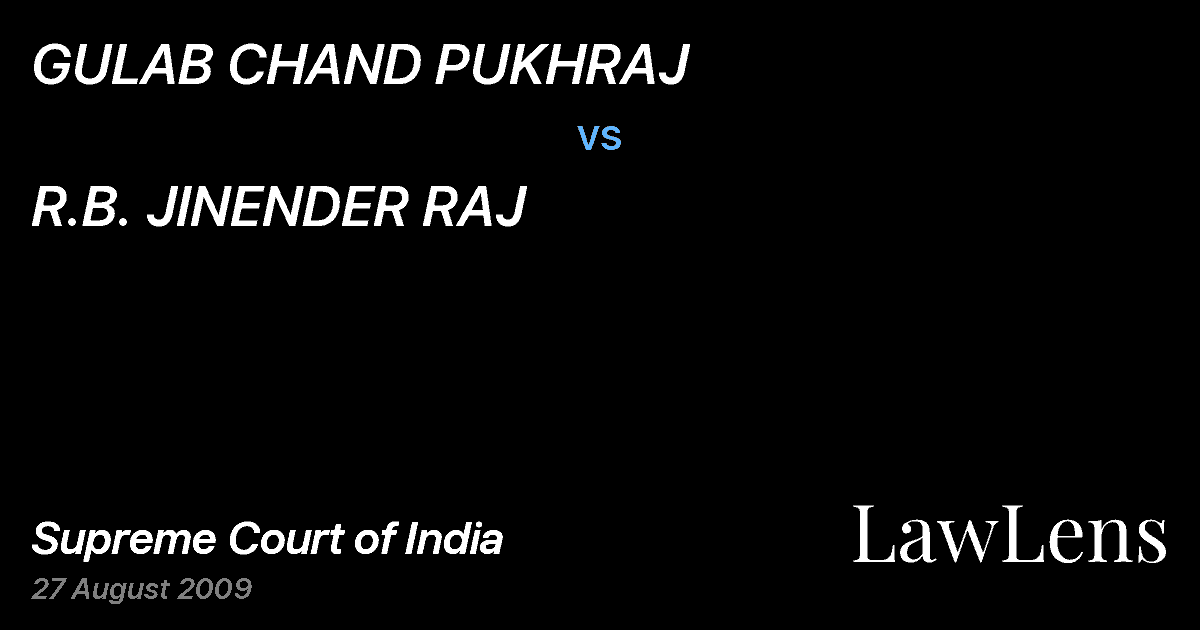 Preview image for GULAB CHAND PUKHRAJ vs. R.B. JINENDER RAJ