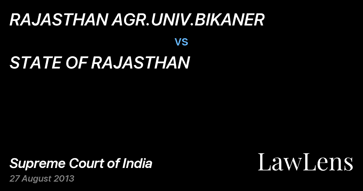 Preview image for RAJASTHAN AGR.UNIV.BIKANER vs. STATE OF RAJASTHAN