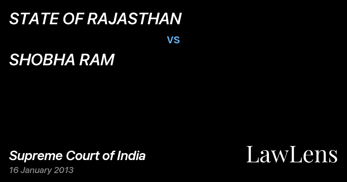 Preview image for STATE OF RAJASTHAN vs. SHOBHA RAM