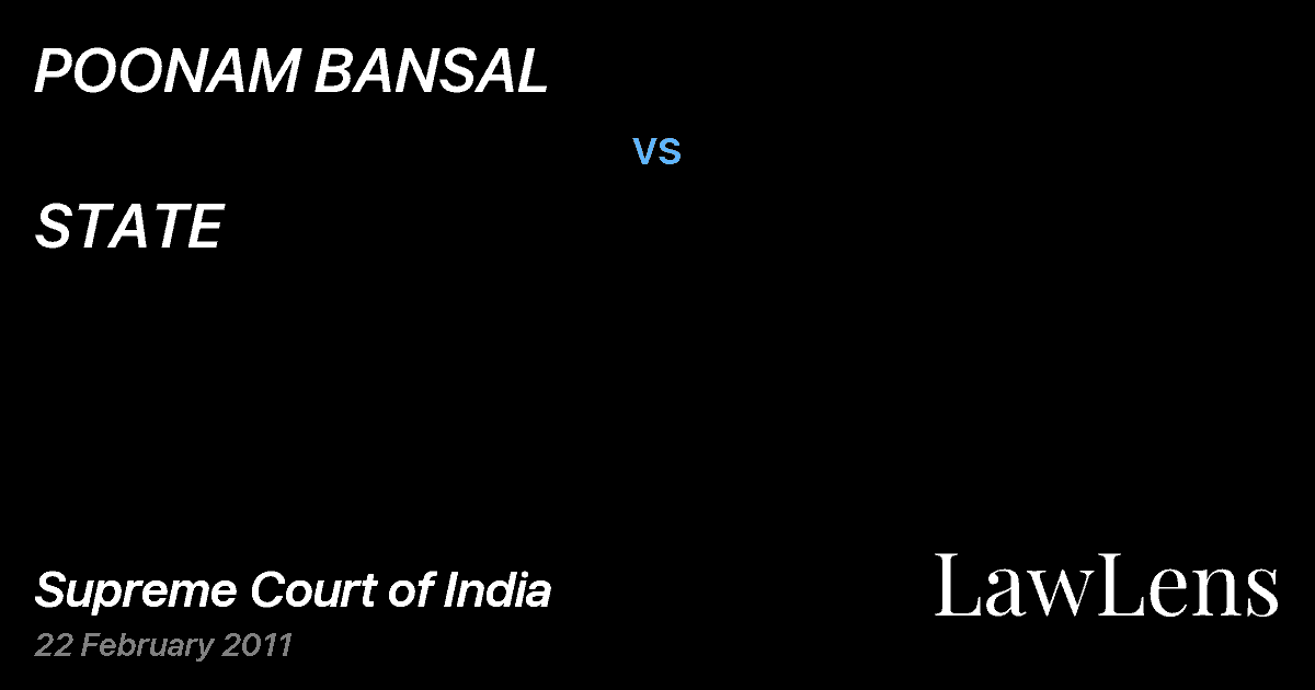 Preview image for POONAM BANSAL vs. STATE