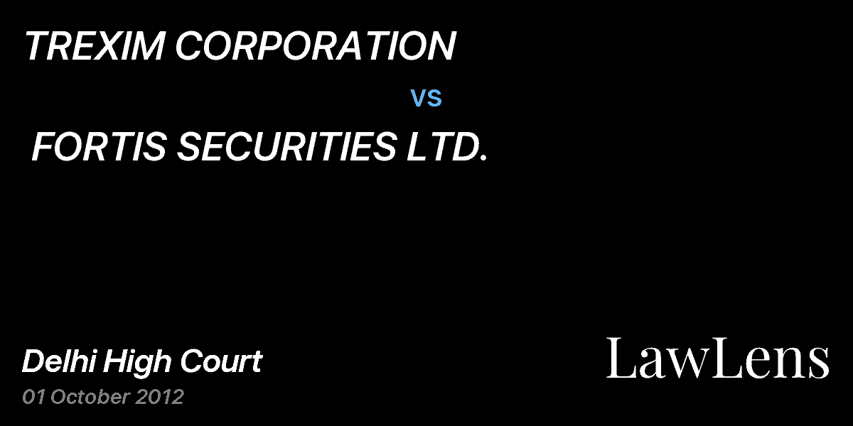 Preview image for TREXIM CORPORATION  vs.  FORTIS SECURITIES LTD.