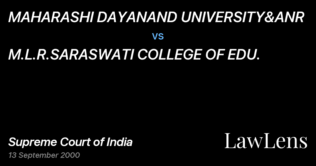 Preview image for MAHARASHI DAYANAND UNIVERSITY&ANR vs. M.L.R.SARASWATI COLLEGE OF EDU.