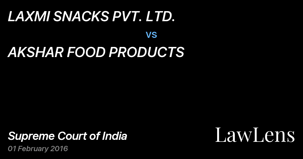 Preview image for LAXMI SNACKS PVT. LTD. vs. AKSHAR FOOD PRODUCTS