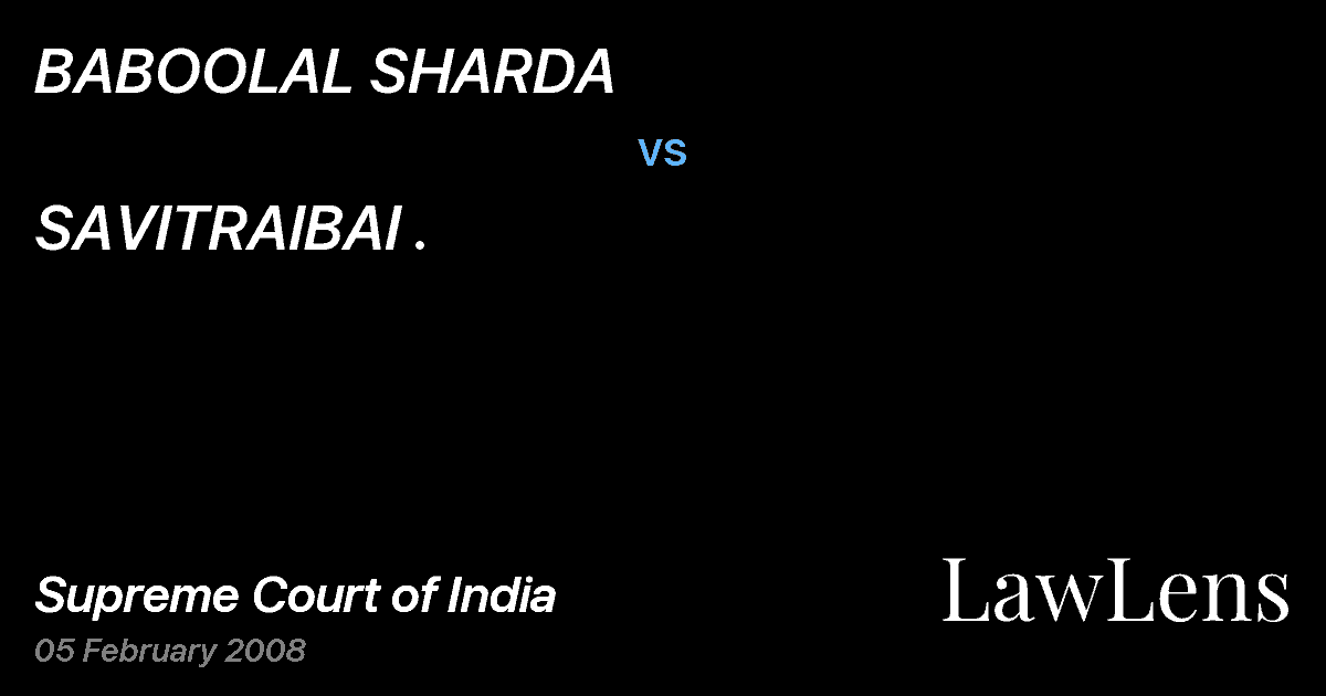 Preview image for BABOOLAL SHARDA vs. SAVITRAIBAI .