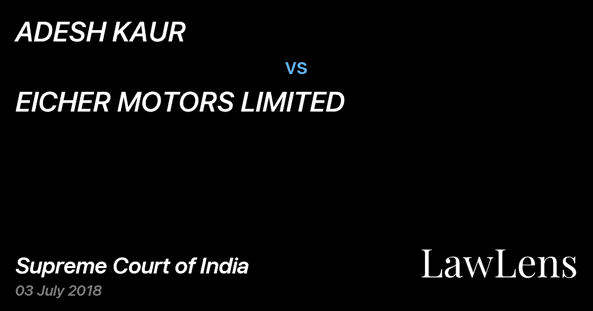 Preview image for ADESH KAUR vs. EICHER MOTORS LIMITED