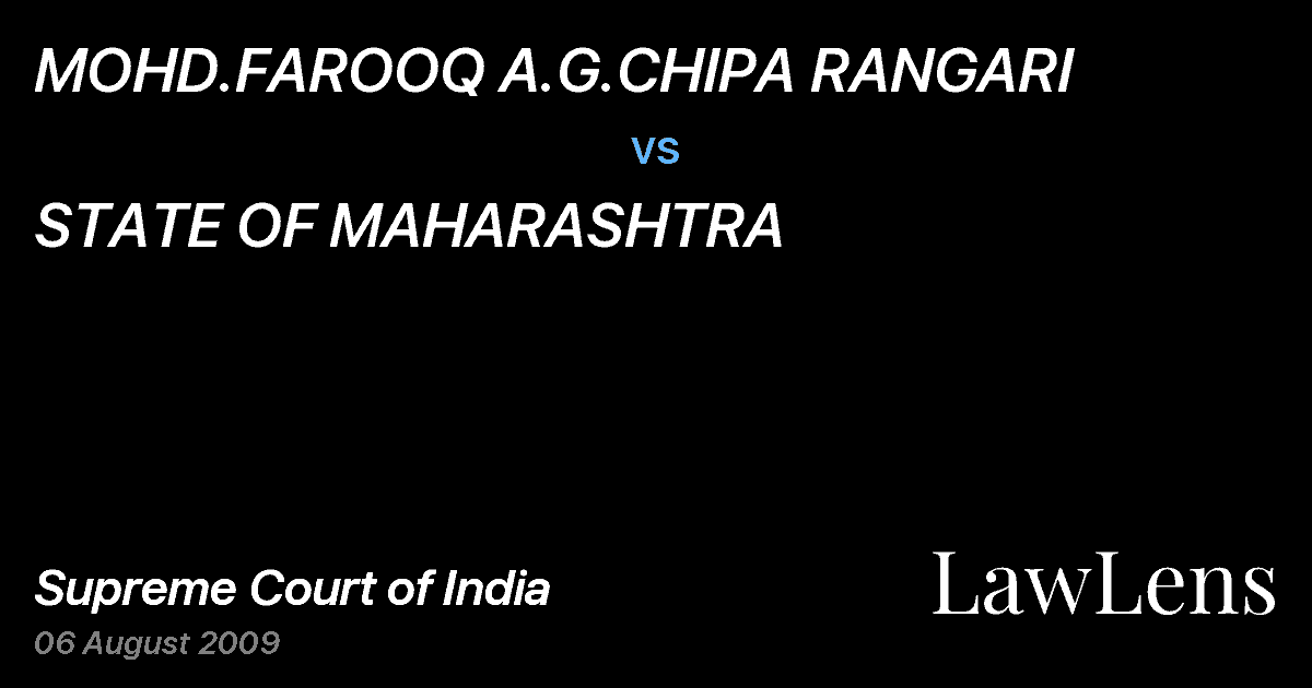 Preview image for MOHD.FAROOQ A.G.CHIPA RANGARI vs. STATE OF MAHARASHTRA