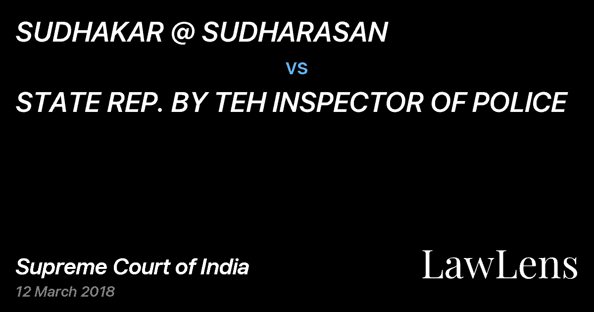 Preview image for SUDHAKAR @ SUDHARASAN vs. STATE REP. BY TEH INSPECTOR OF POLICE