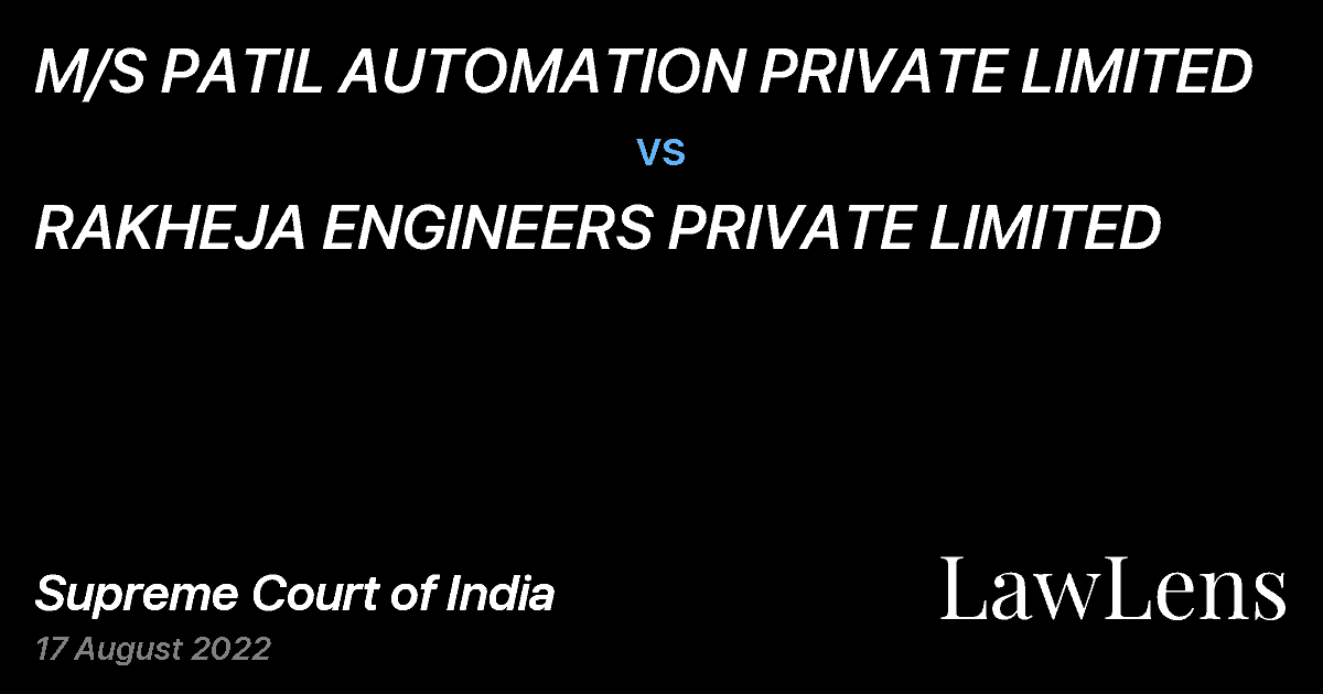 Preview image for M/S PATIL AUTOMATION PRIVATE LIMITED vs. RAKHEJA ENGINEERS PRIVATE LIMITED