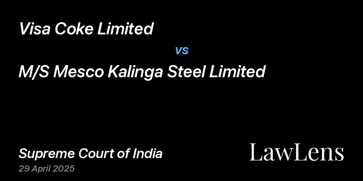Preview image for Visa Coke Limited vs. M/S Mesco Kalinga Steel Limited