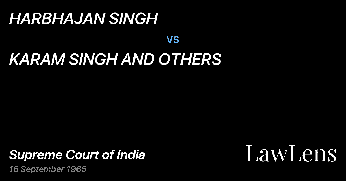 Preview image for HARBHAJAN SINGH vs. KARAM SINGH AND OTHERS