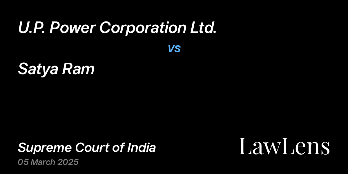 Preview image for U.P. Power Corporation Ltd. vs. Satya Ram