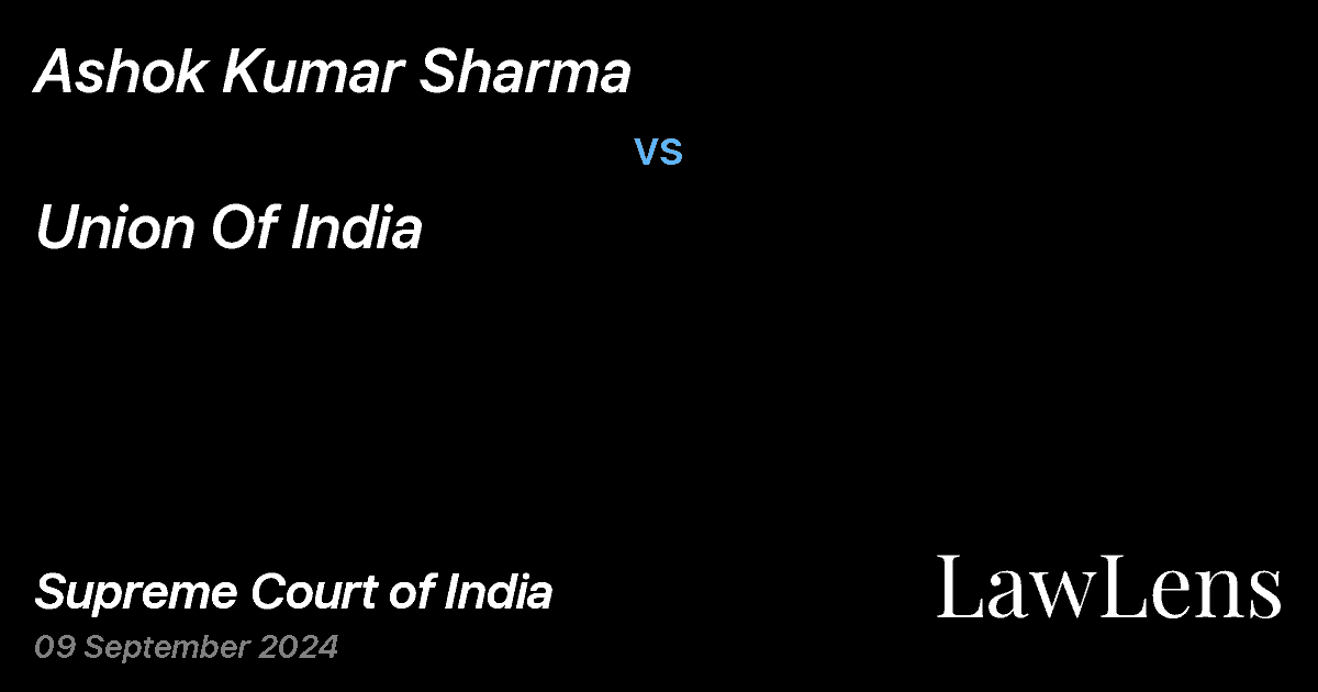 Preview image for Ashok Kumar Sharma vs. Union Of India