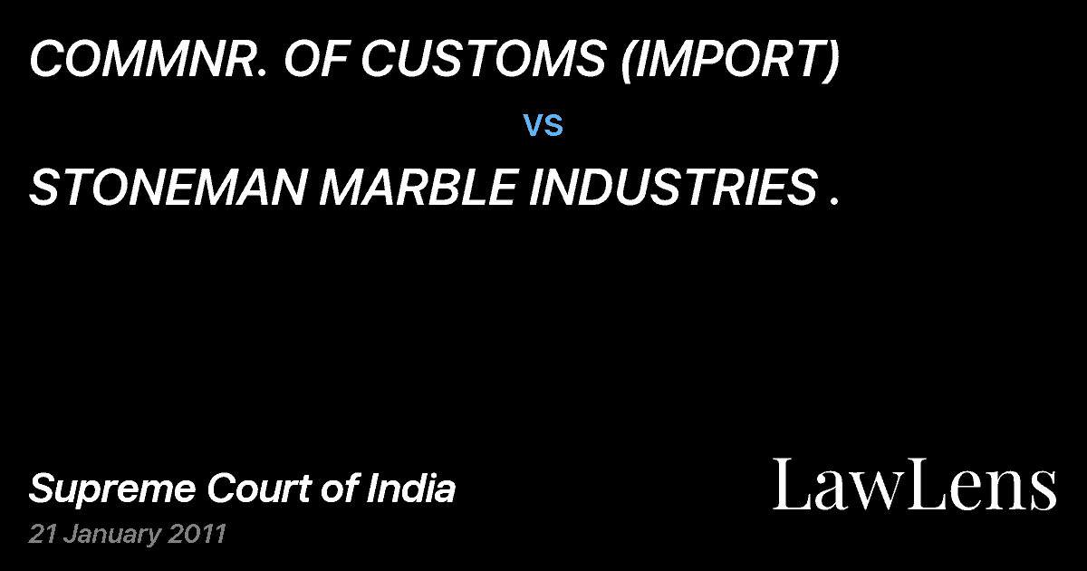 Preview image for COMMNR. OF CUSTOMS (IMPORT) vs. STONEMAN MARBLE INDUSTRIES .