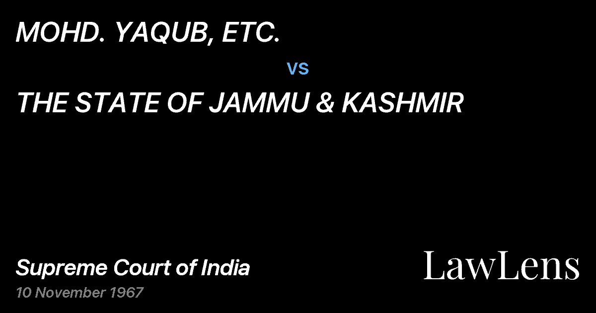Preview image for MOHD. YAQUB, ETC. vs. THE STATE OF JAMMU & KASHMIR
