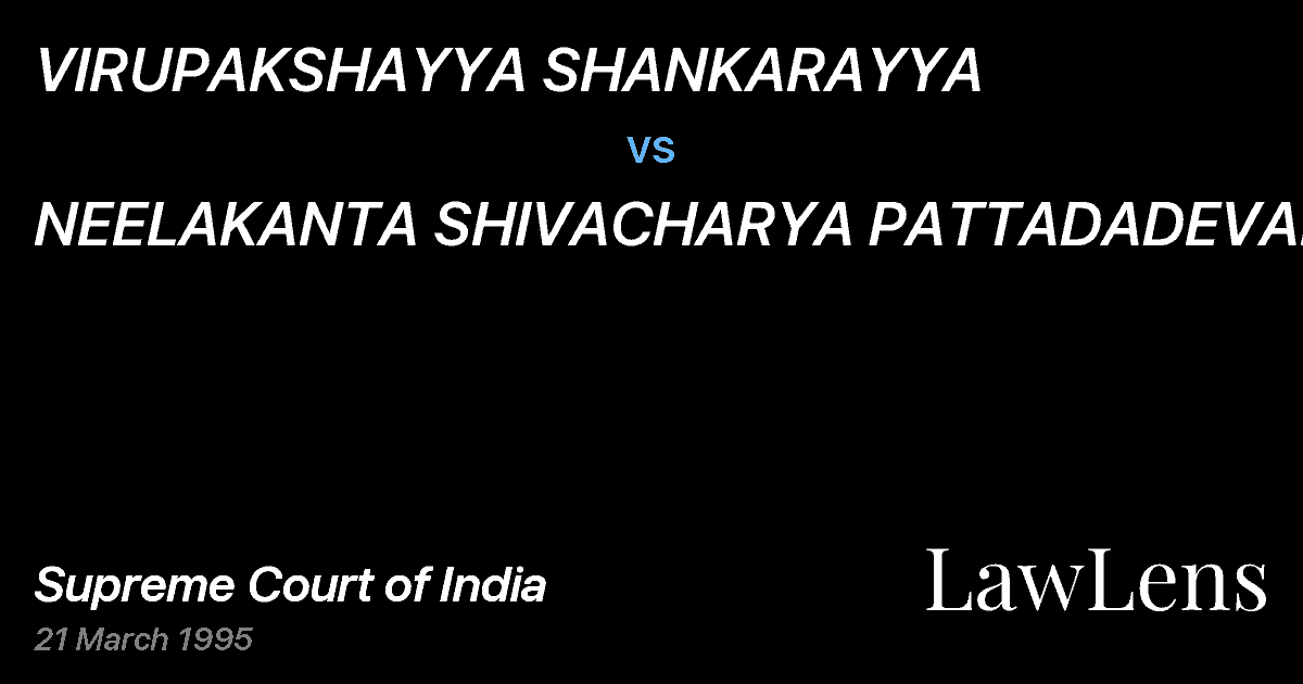 Preview image for VIRUPAKSHAYYA SHANKARAYYA vs. NEELAKANTA SHIVACHARYA PATTADADEVARU