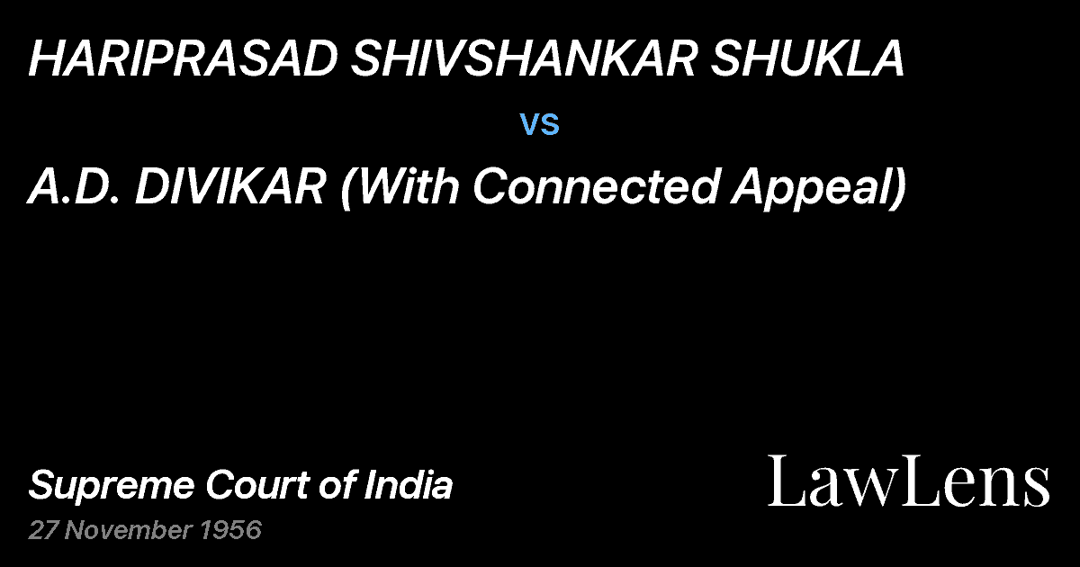 Preview image for HARIPRASAD SHIVSHANKAR SHUKLA vs. A.D. DIVIKAR (With Connected Appeal)