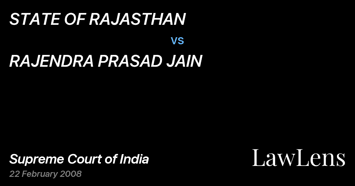 Preview image for STATE OF RAJASTHAN vs. RAJENDRA PRASAD JAIN