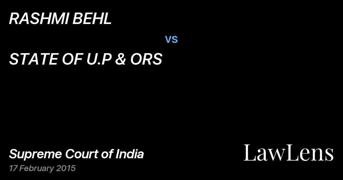 Preview image for RASHMI BEHL vs. STATE OF U.P & ORS