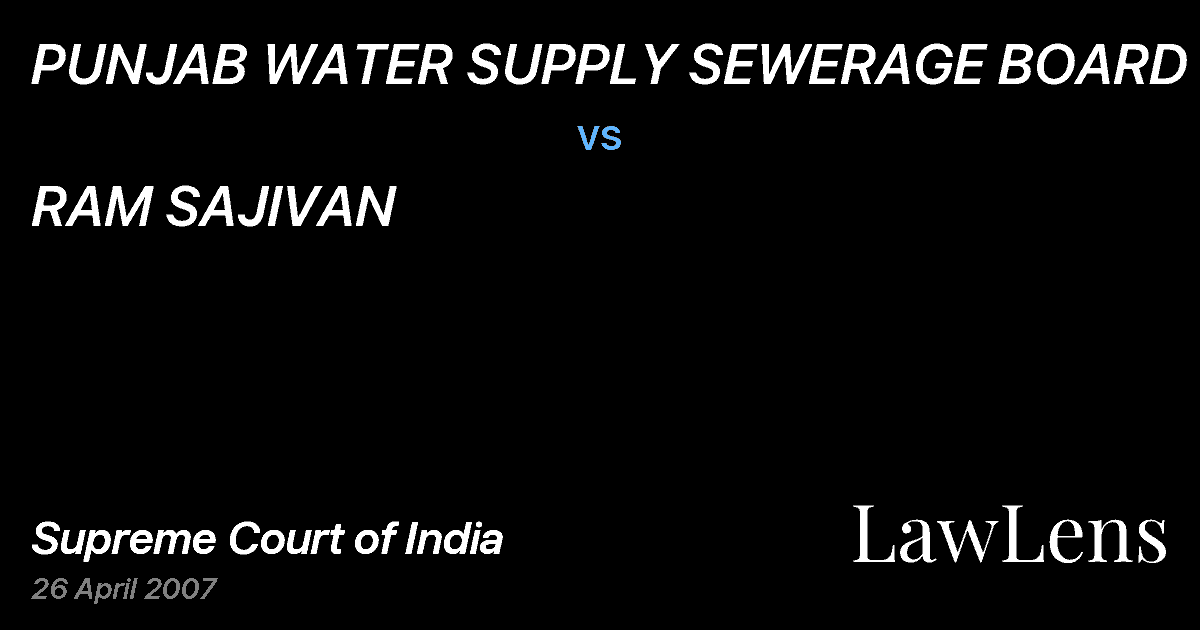 Preview image for PUNJAB WATER SUPPLY SEWERAGE BOARD vs. RAM SAJIVAN