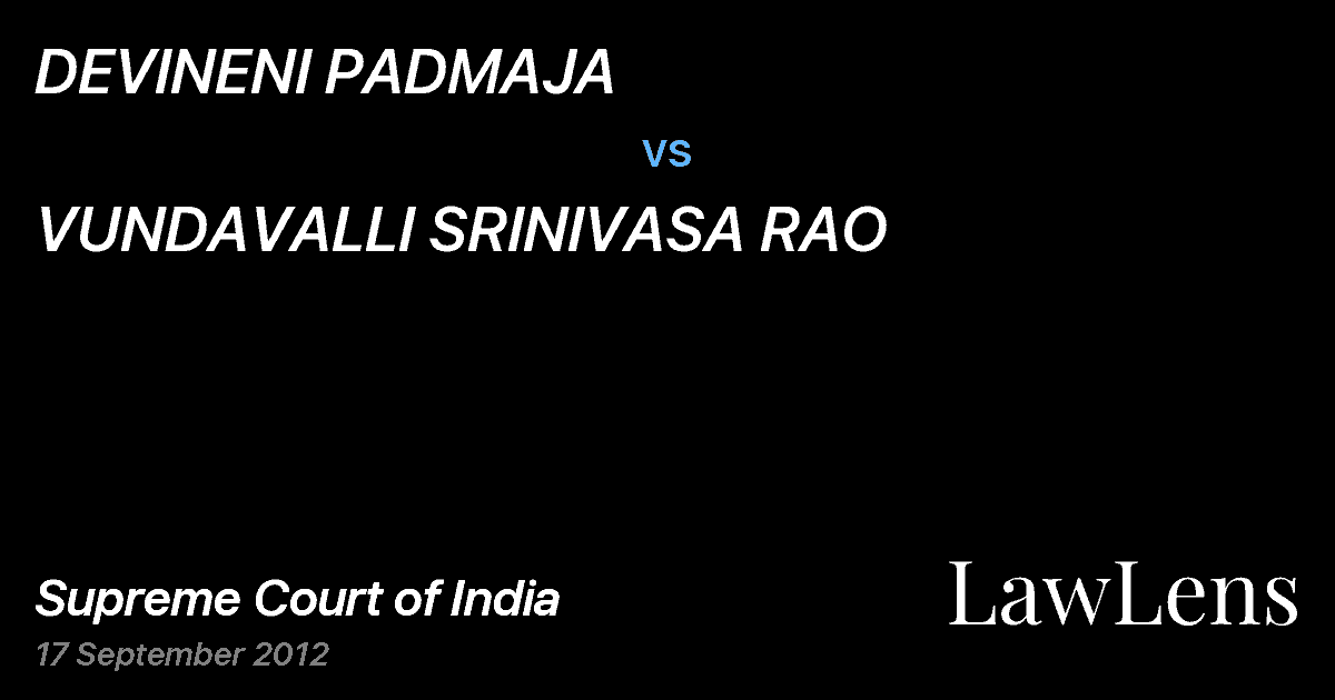 Preview image for DEVINENI PADMAJA vs. VUNDAVALLI SRINIVASA RAO