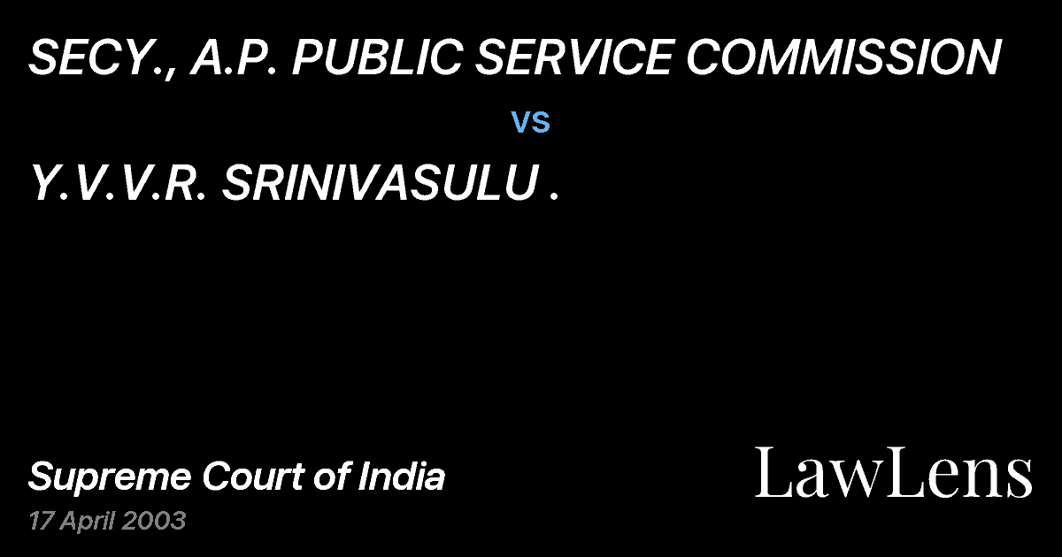 Preview image for SECY., A.P. PUBLIC SERVICE COMMISSION vs. Y.V.V.R. SRINIVASULU .