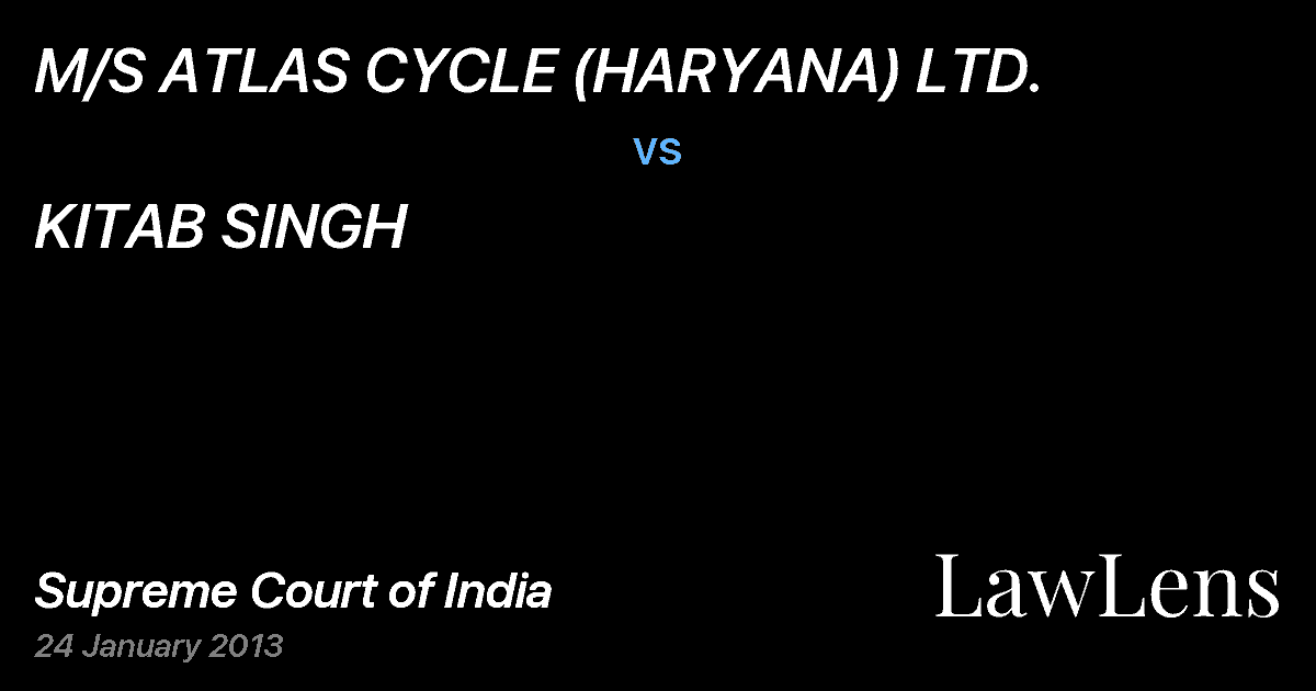 Preview image for M/S ATLAS CYCLE (HARYANA) LTD. vs. KITAB SINGH