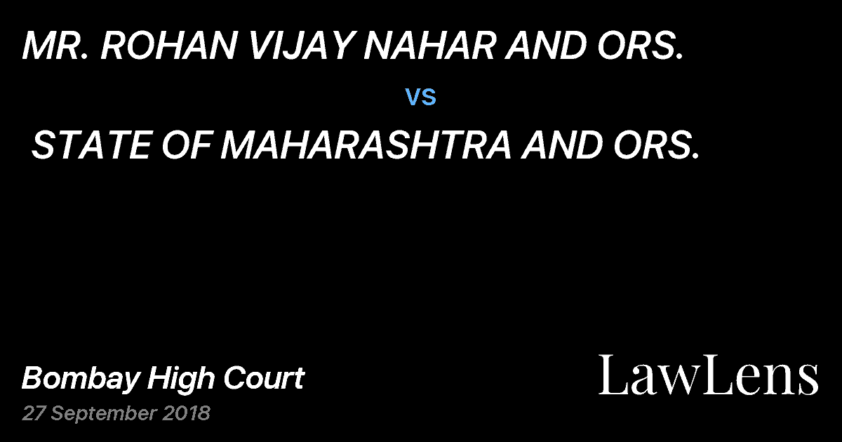 Preview image for MR. ROHAN VIJAY NAHAR AND ORS. vs. STATE OF MAHARASHTRA AND ORS.
