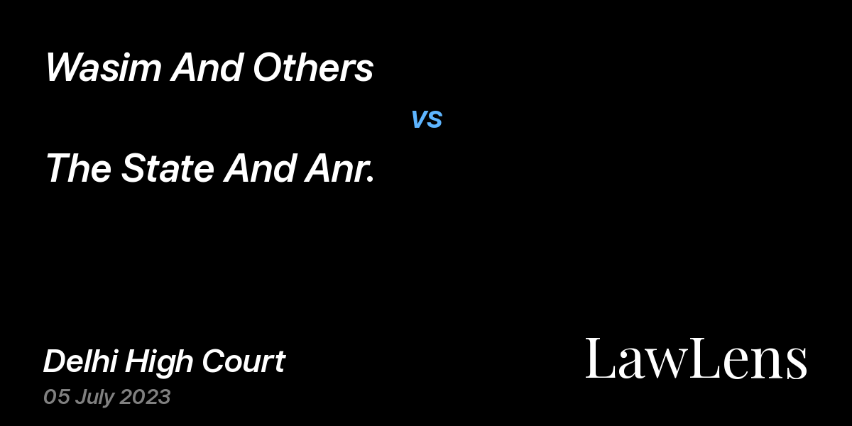 Preview image for Wasim And Others vs. The State And Anr.