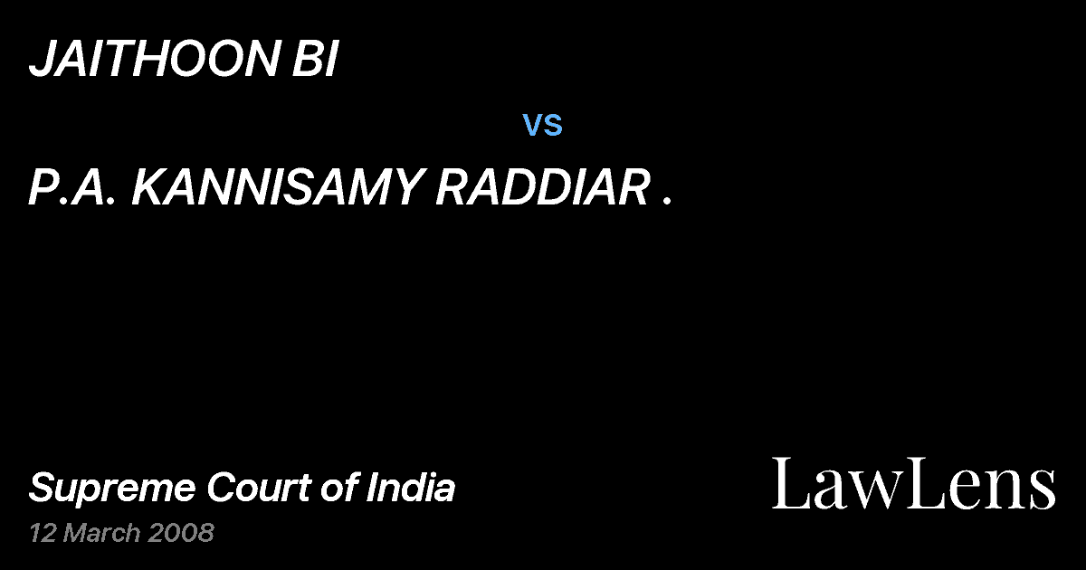 Preview image for JAITHOON BI vs. P.A. KANNISAMY RADDIAR .