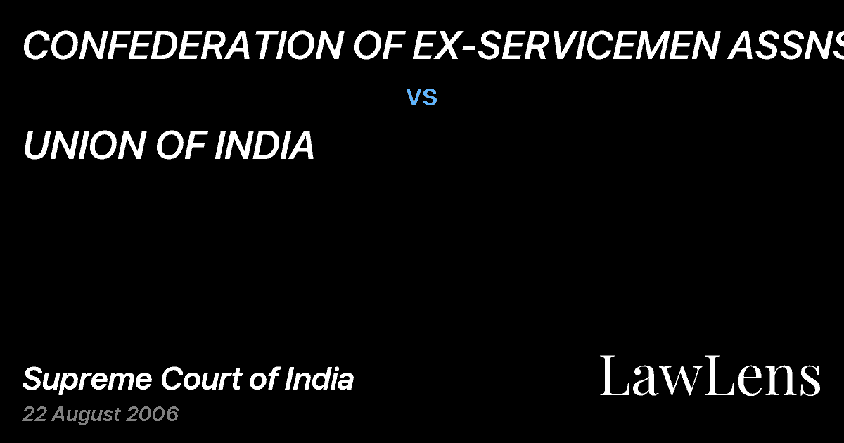 Preview image for CONFEDERATION OF EX-SERVICEMEN ASSNS. vs. UNION OF INDIA