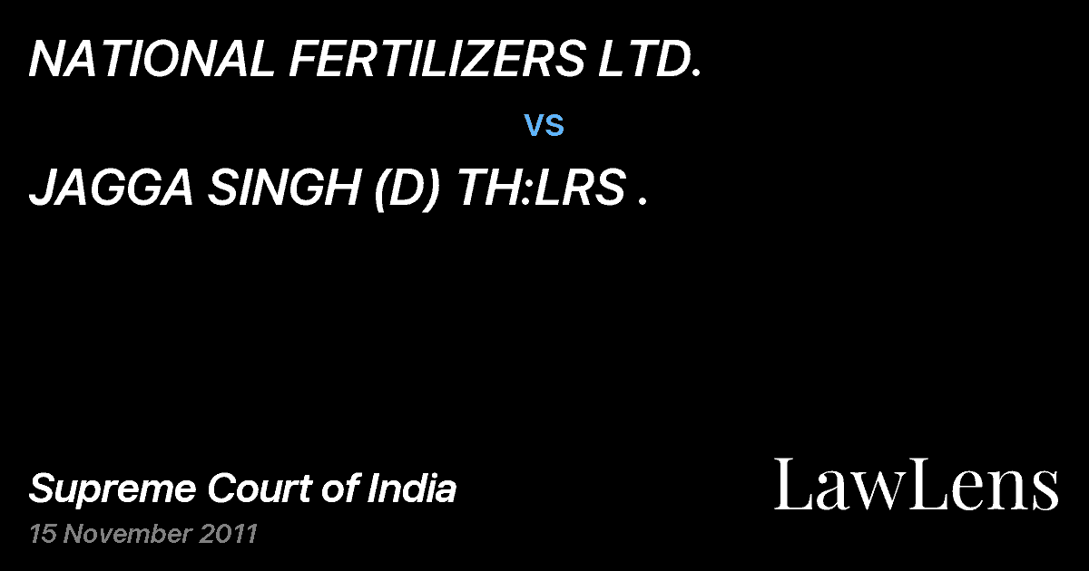 Preview image for NATIONAL FERTILIZERS LTD. vs. JAGGA SINGH (D) TH:LRS .