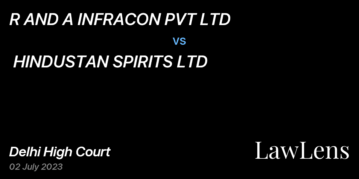 Preview image for R AND A INFRACON PVT LTD  vs.  HINDUSTAN SPIRITS LTD