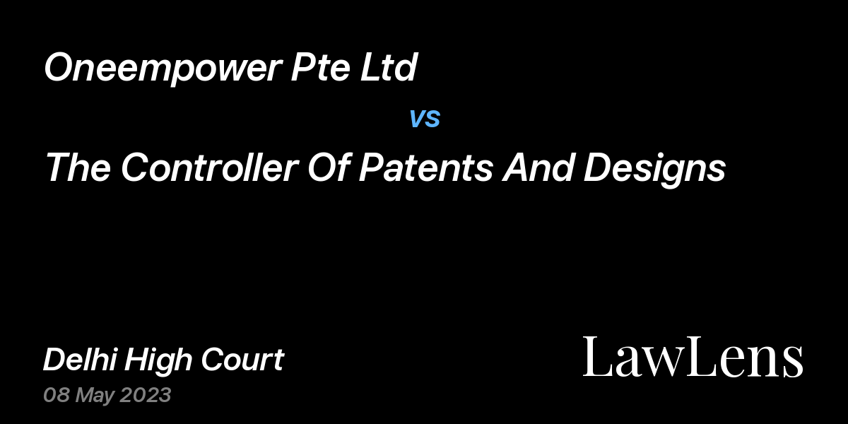 Preview image for Oneempower Pte Ltd vs. The Controller Of Patents And Designs