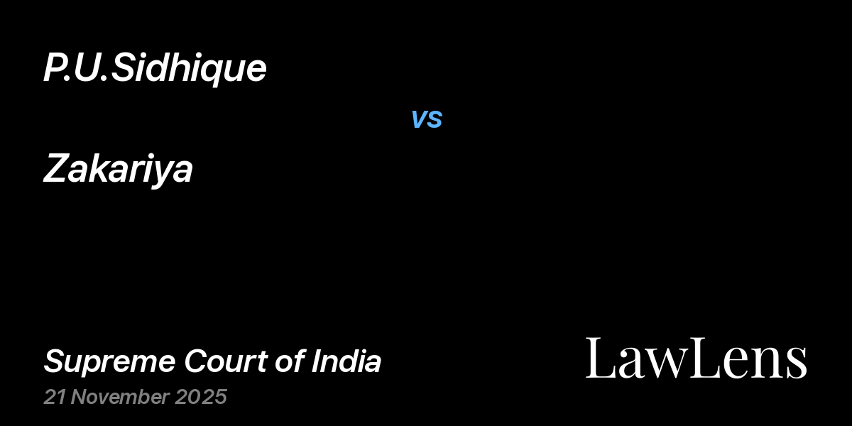 Preview image for P.U.Sidhique vs. Zakariya