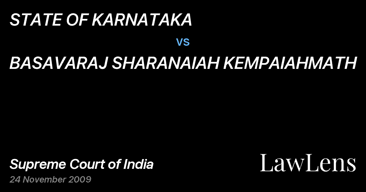 Preview image for STATE OF KARNATAKA vs. BASAVARAJ SHARANAIAH KEMPAIAHMATH