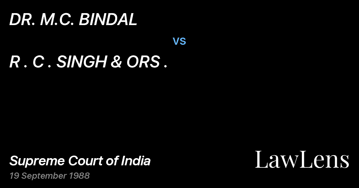 Preview image for DR. M.C. BINDAL vs. R . C . SINGH & ORS .