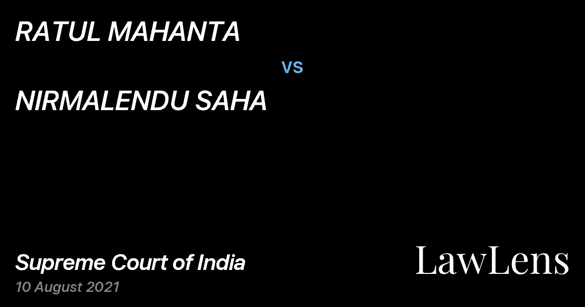 Preview image for RATUL MAHANTA vs. NIRMALENDU SAHA